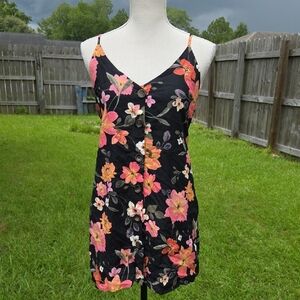 Olivaceous Black Floral Mini Dress Size L